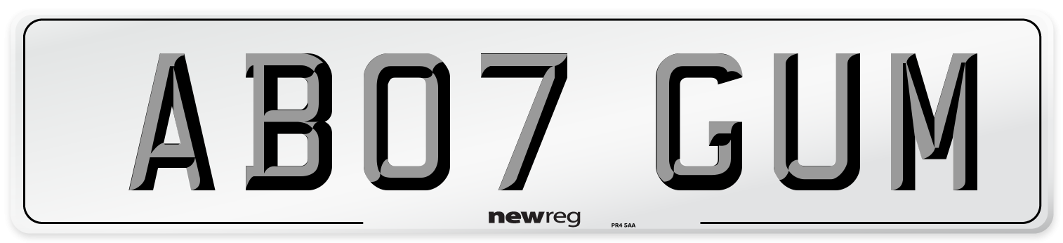 AB07 GUM Number Plate from New Reg